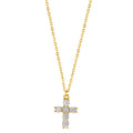 Collier Silber Zirkonia gelb vergoldet Kreuz 40-45 cm verstellbar