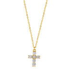 Collier Silber Zirkonia gelb vergoldet Kreuz 40-45 cm verstellbar