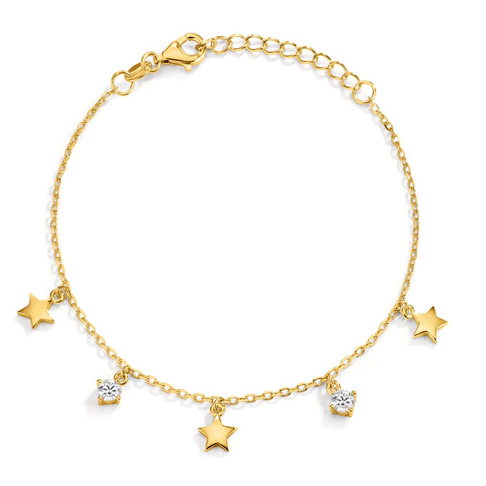 Armband Silber Zirkonia 2 Steine gelb vergoldet Stern verstellbar