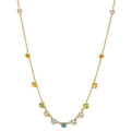 Collier 750/18 K Gelbgold Citrin 0.20 ct, 2 Steine, Amethyst grün, 0.30 ct, 4 Steine, Peridot 0.13 ct, 2 Steine, Topas 0.43 ct, 3 Steine, Quarz 0.12 ct, 2 Steine 40-45 cm verstellbar