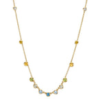 Collier 750/18 K Gelbgold Citrin 0.20 ct, 2 Steine, Amethyst grün, 0.30 ct, 4 Steine, Peridot 0.13 ct, 2 Steine, Topas 0.43 ct, 3 Steine, Quarz 0.12 ct, 2 Steine 40-45 cm verstellbar