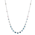 Collier 750/18 K Weissgold Topas 1.31 ct, 12 Steine, London Blue Topas 0.41 ct, 3 Steine, Quarz 0.06 ct, 2 Steine, Rosenquarz 0.19 ct, 4 Steine 40-45 cm verstellbar