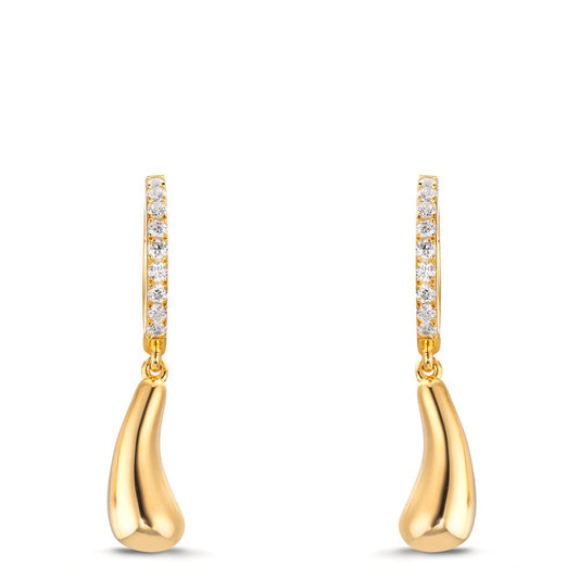 Klappcreolen Silber Zirkonia 18 Steine gelb vergoldet Tropfen