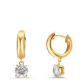 Klappcreolen Silber Zirkonia 2 Steine, 6 mm gelb vergoldet
