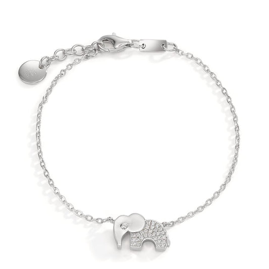 Armband Silber Zirkonia rhodiniert Elefant 16-18 cm verstellbar