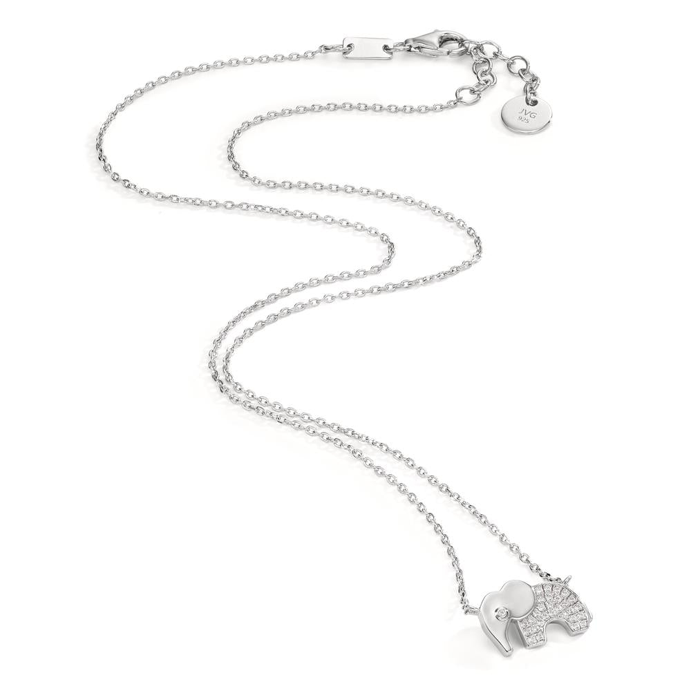 Collier Silber Zirkonia rhodiniert Elefant 40-43 cm verstellbar
