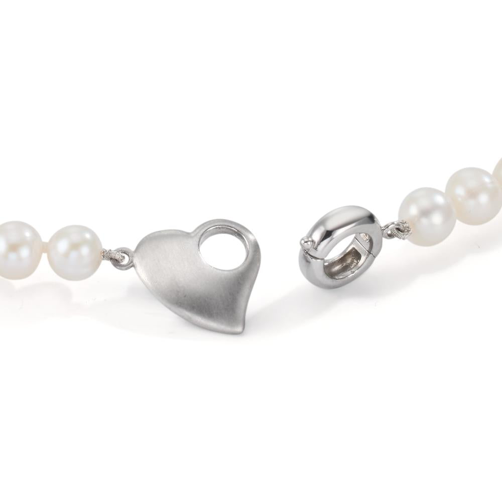 Collier Silber rhodiniert Süsswasserzuchtperlen 6-7 mm Herz 45 cm