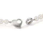Collier Silber rhodiniert Süsswasserzuchtperlen 6-7 mm Herz 42 cm