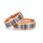 Partnerring 585/14 K Rotgold, 999 Tantal Diamant 0.024 ct, 3 Steine, w-si