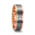 Partnerring 585/14 K Rotgold, 999 Tantal Diamant 0.024 ct, 3 Steine, w-si