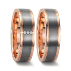 Partnerring 585/14 K Rotgold, 999 Tantal Diamant 0.024 ct, 3 Steine, w-si