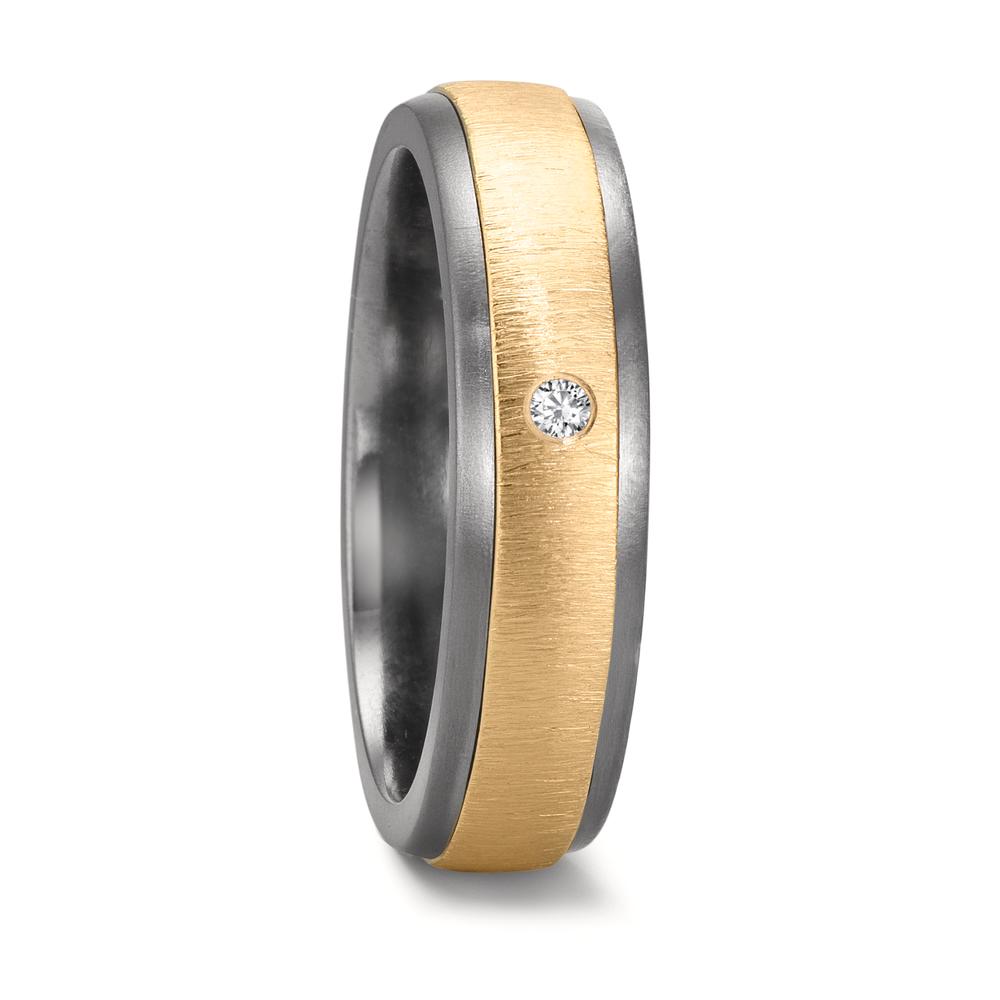 Partnerring 999 Tantal, 585/14 K Gelbgold Diamanten 0.03 ct, w-si