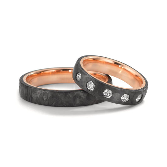 Partnerring Carbon, 585/14 K Rotgold