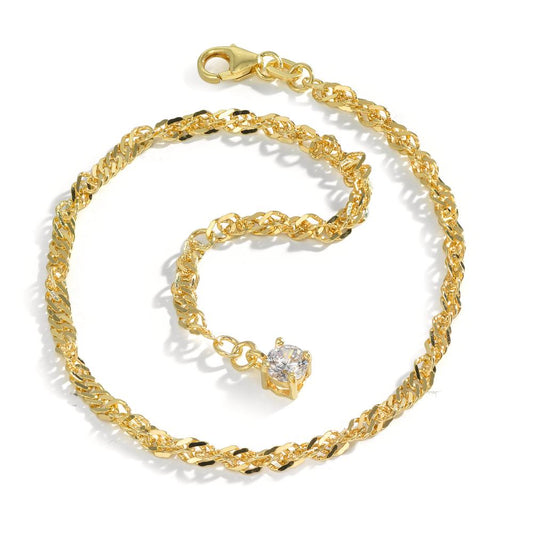 Fusskettchen Silber Zirkonia gelb vergoldet 23-25 cm verstellbar