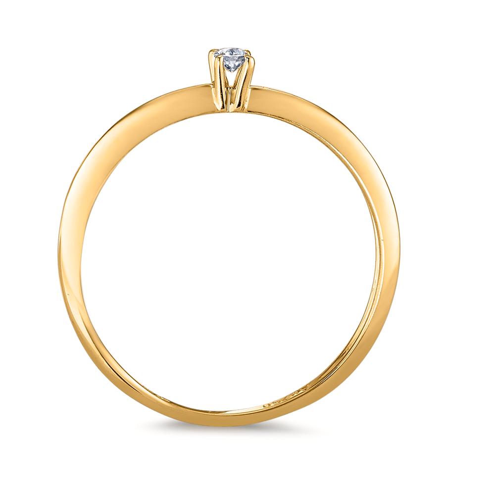Solitär Ring 750/18 K Gelbgold Diamant 0.03 ct, w-si