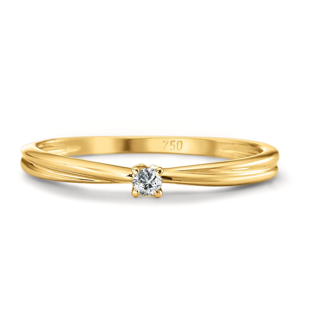 Solitär Ring 750/18 K Gelbgold Diamant 0.03 ct, w-si