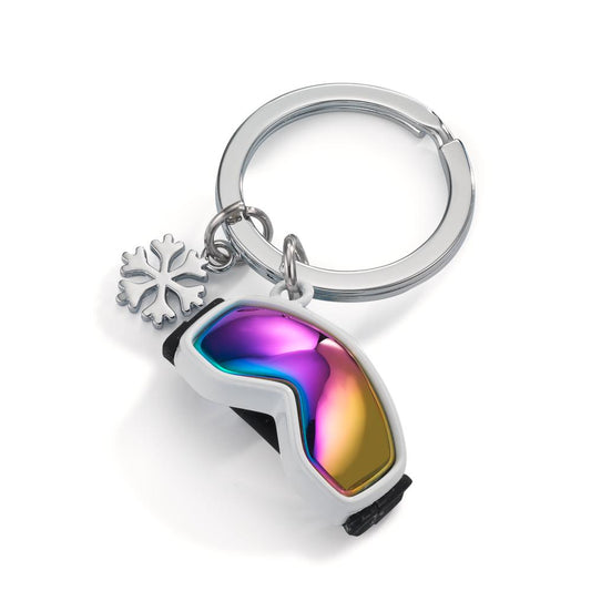 Schlüsselanhänger Metall Skibrille mit Schneeflocke Ø35 mm
