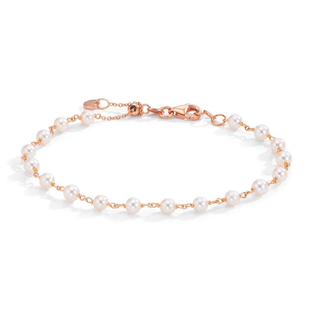 Armband 750/18 K Rotgold Süsswasserzuchtperle, 18 Perlen, 3.5 mm verstellbar