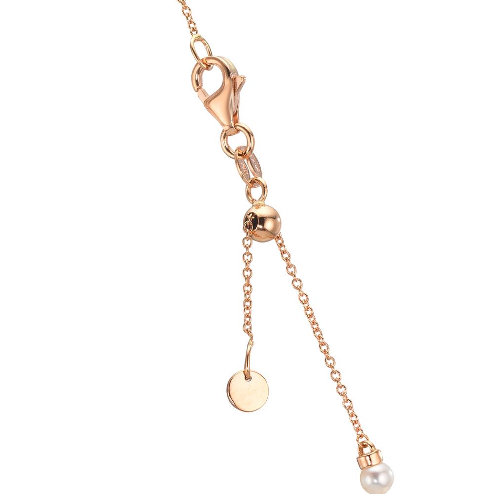 Collier 750/18 K Rotgold Saphir 0.58 ct Süsswasserzuchtperlen, 3.5 mm Herz 40-44 cm verstellbar