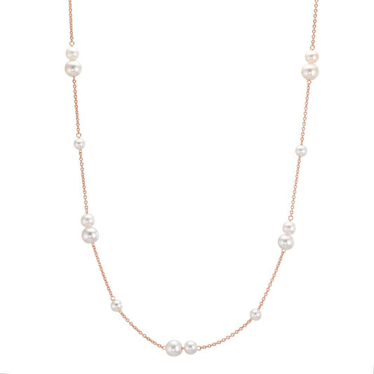 Collier 750/18 K Rotgold Süsswasserzuchtperle, 23 Perlen 3-5 mm 41.5-44 cm verstellbar