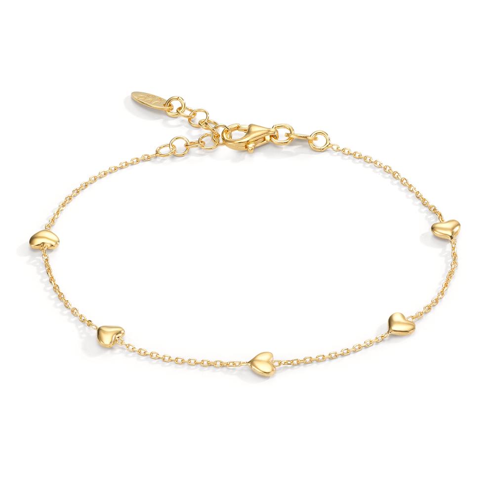 Armband Silber gelb vergoldet Herz verstellbar