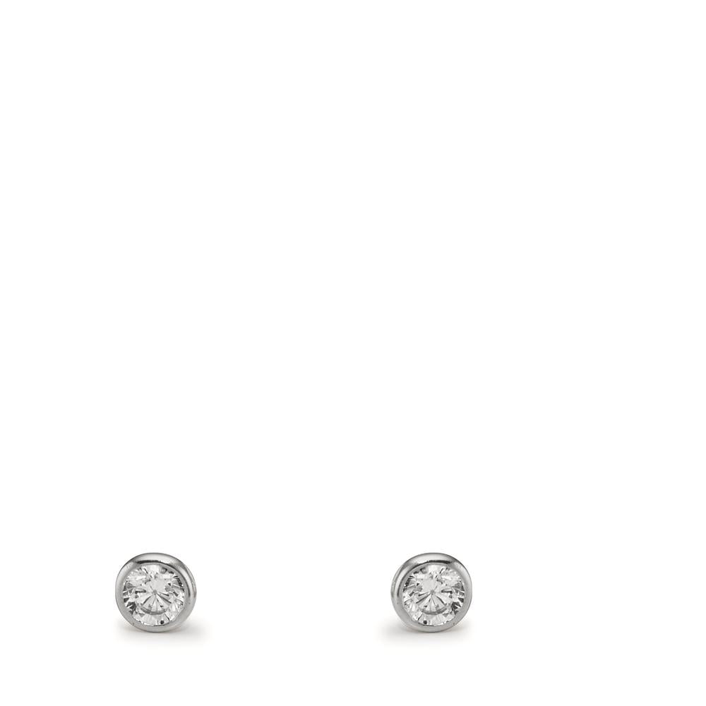 Ohrstecker 375/9 K Weissgold Zirkonia 2 Steine Ø2.9 mm