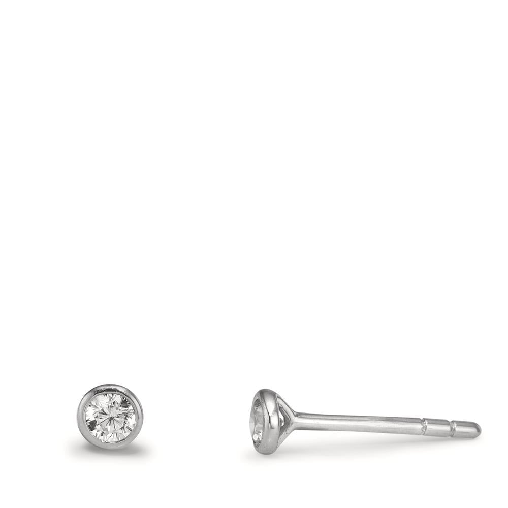 Ohrstecker 375/9 K Weissgold Zirkonia 2 Steine Ø3.2 mm