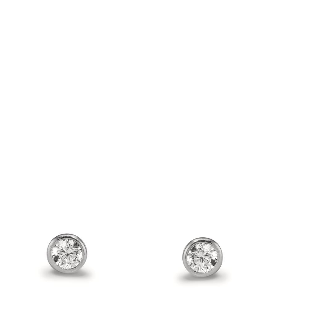 Ohrstecker 375/9 K Weissgold Zirkonia 2 Steine Ø3.2 mm