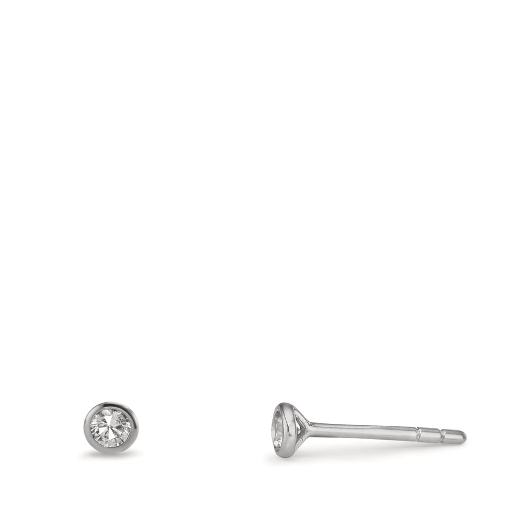 Ohrstecker 375/9 K Weissgold Zirkonia 2 Steine Ø3.5 mm