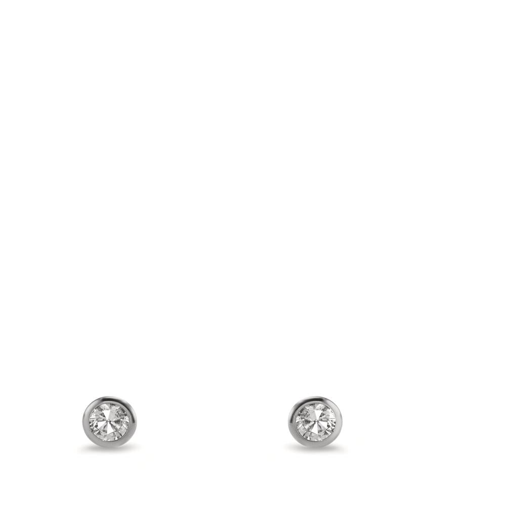 Ohrstecker 375/9 K Weissgold Zirkonia 2 Steine Ø3.5 mm