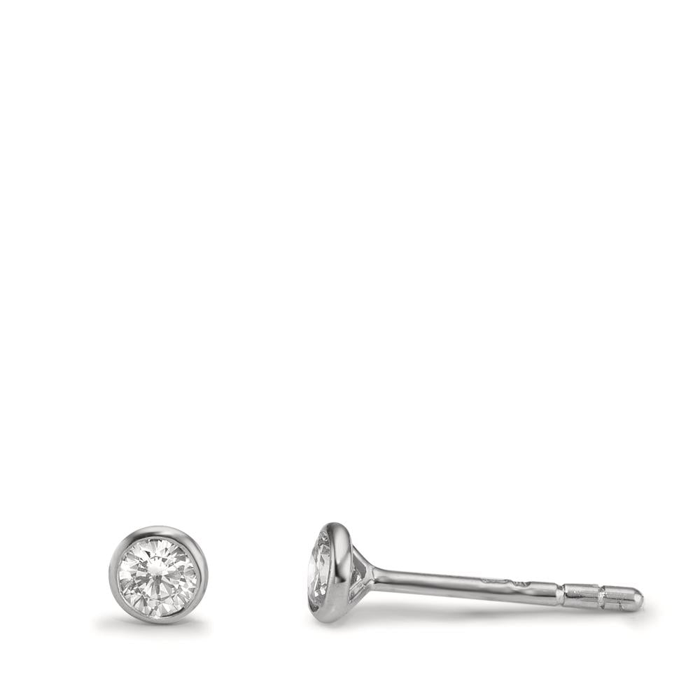 Ohrstecker 375/9 K Weissgold Zirkonia 2 Steine Ø3.8 mm