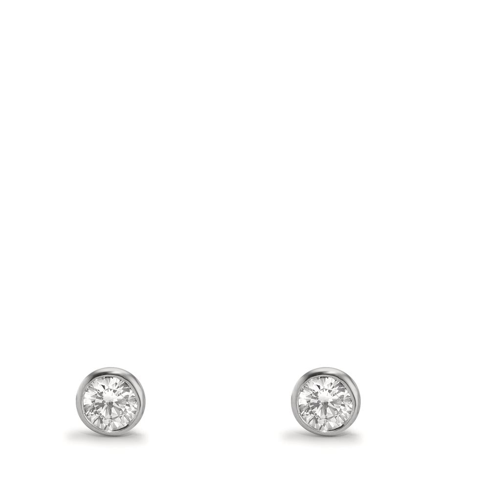 Ohrstecker 375/9 K Weissgold Zirkonia 2 Steine Ø3.8 mm