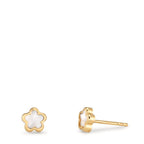 Ohrstecker 750/18 K Gelbgold Perlmutt Blume Ø4 mm