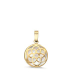 Anhänger 750/18 K Gelbgold Perlmutt Lebensblume Ø10 mm