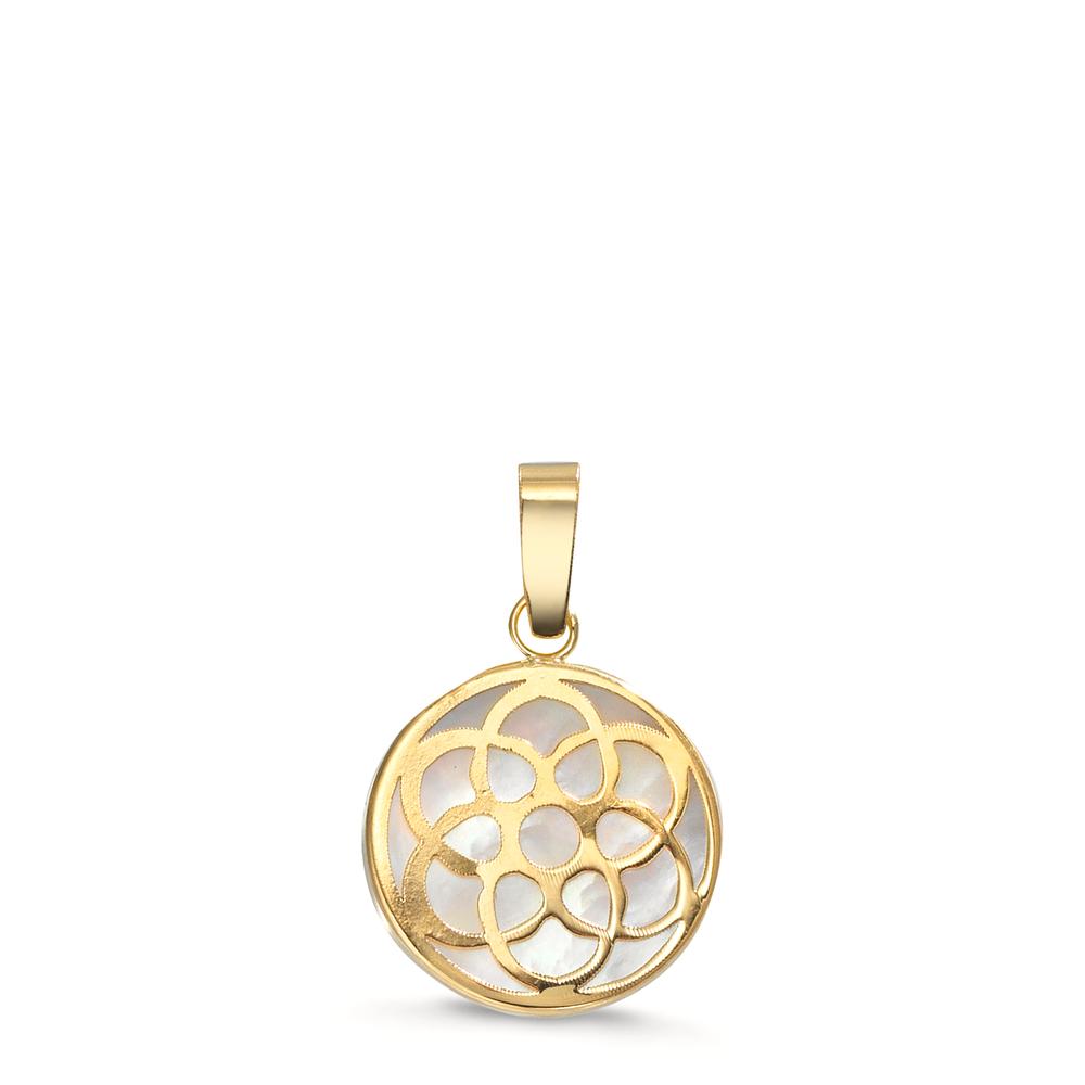 Anhänger 750/18 K Gelbgold Perlmutt Lebensblume Ø10 mm