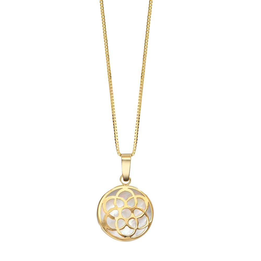 Anhänger 750/18 K Gelbgold Perlmutt Lebensblume Ø10 mm