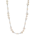 Collier Edelstahl Kristall weiss Süsswasserzuchtperlen 90 cm