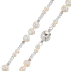 Collier Edelstahl Kristall weiss Süsswasserzuchtperlen 90 cm