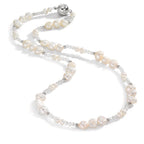 Collier Edelstahl Kristall weiss Süsswasserzuchtperlen 45 cm