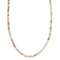Collier Edelstahl Kristall rosa gelb IP beschichtet Süsswasserzuchtperle, 5 Perlen 4-4.5 mm 43 cm