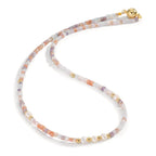 Collier Edelstahl Kristall rosa gelb IP beschichtet Süsswasserzuchtperle, 5 Perlen 4-4.5 mm 43 cm