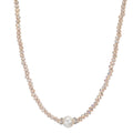Collier Edelstahl Kristall champagner Süsswasserzuchtperlen 6.5-7 mm 43 cm