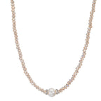 Collier Edelstahl Kristall champagner Süsswasserzuchtperlen 6.5-7 mm 43 cm