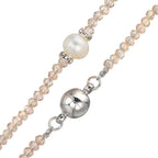Collier Edelstahl Kristall champagner Süsswasserzuchtperlen 6.5-7 mm 43 cm