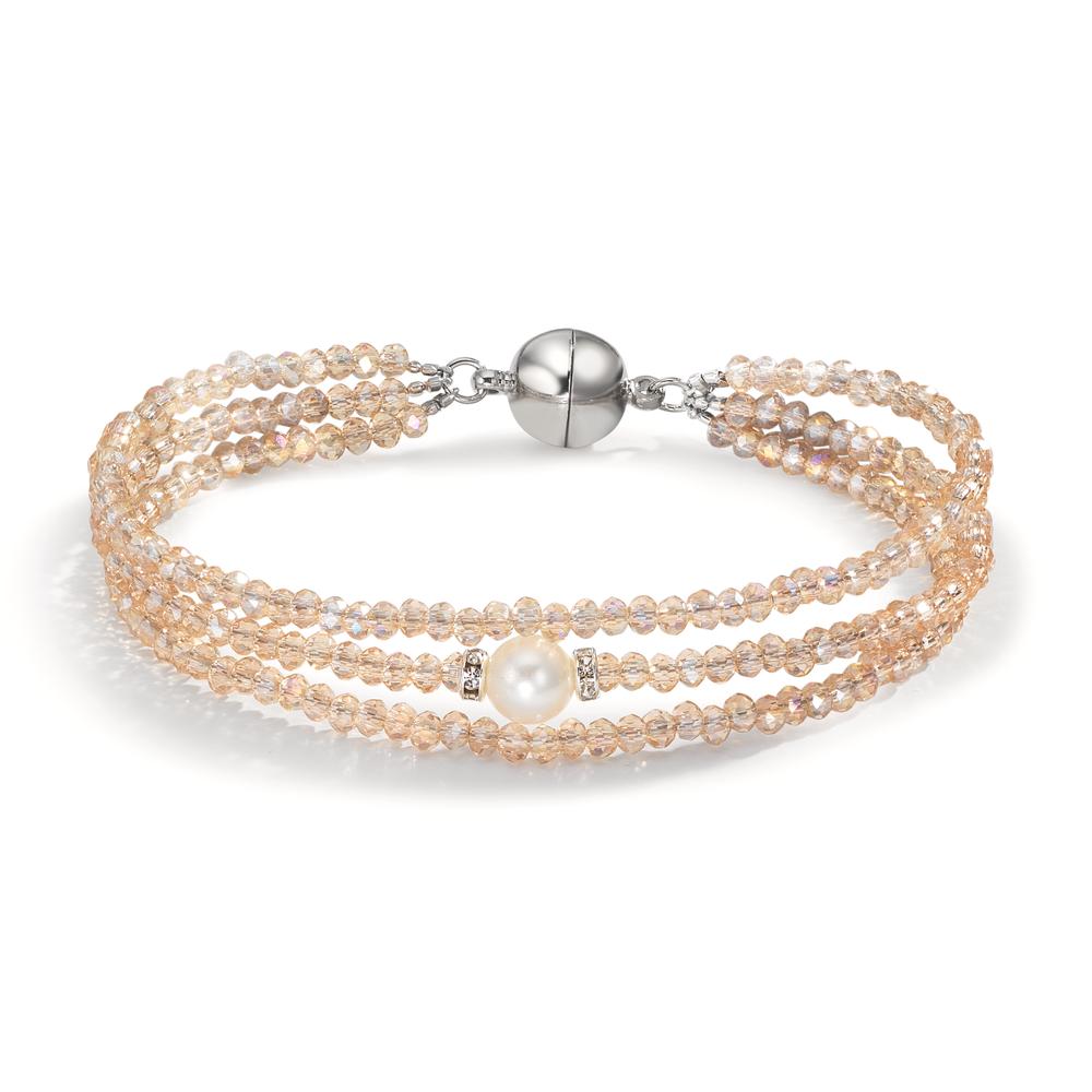 Armband Edelstahl Kristall champagner Süsswasserzuchtperlen 7-7.5 mm