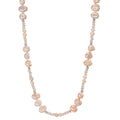 Collier Edelstahl Kristall rosa Süsswasserzuchtperlen rosa 90 cm
