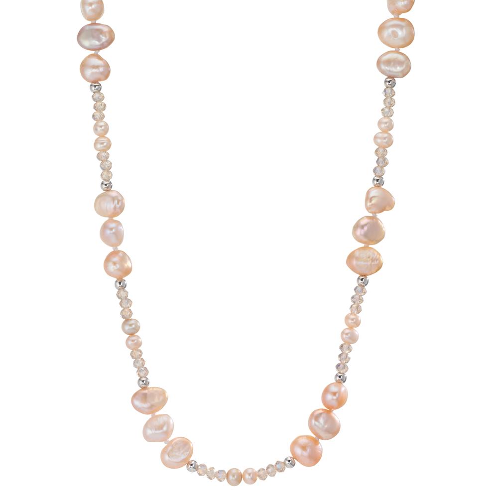 Collier Edelstahl Kristall rosa Süsswasserzuchtperlen rosa 90 cm