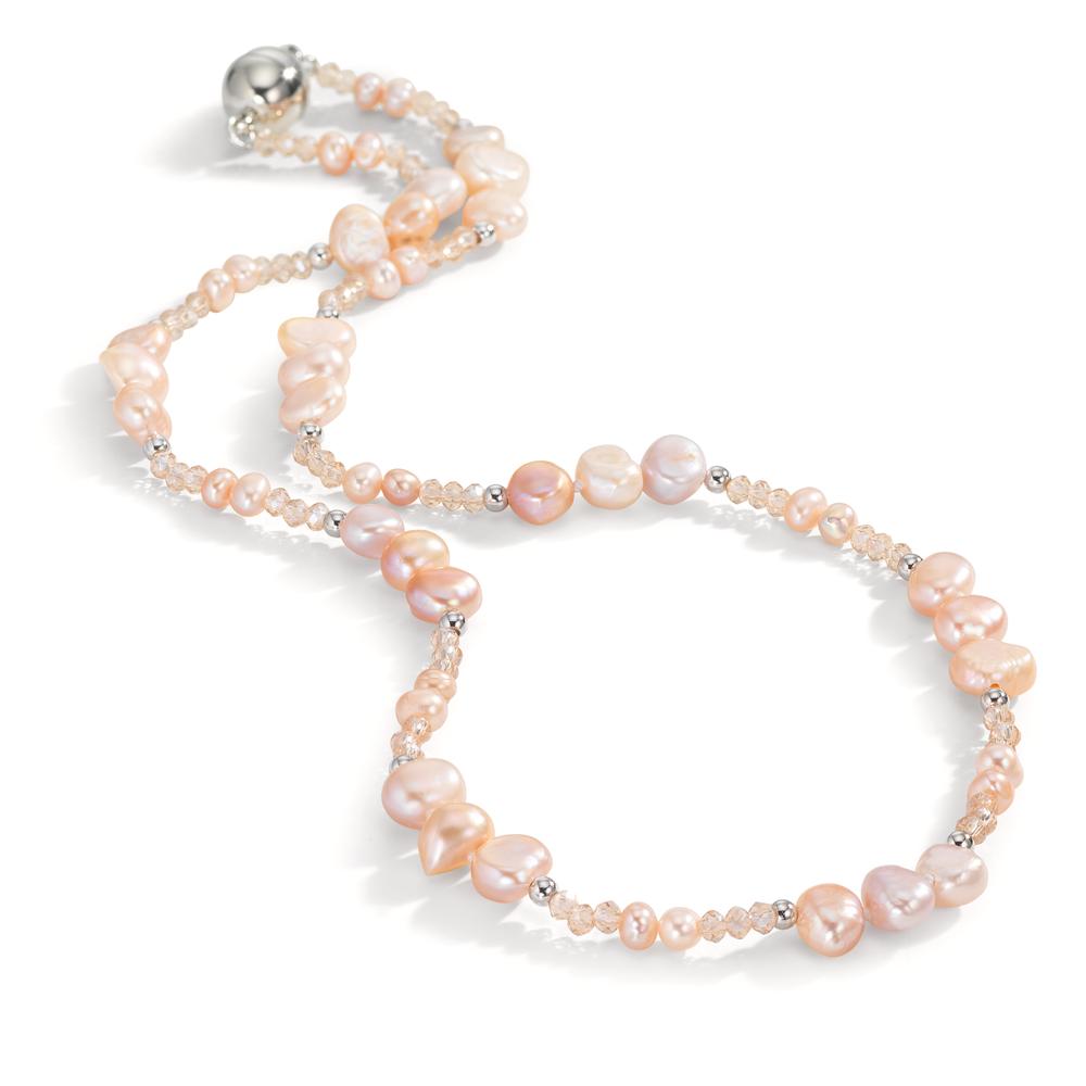 Collier Edelstahl Kristall rosa Süsswasserzuchtperlen rosa 45 cm