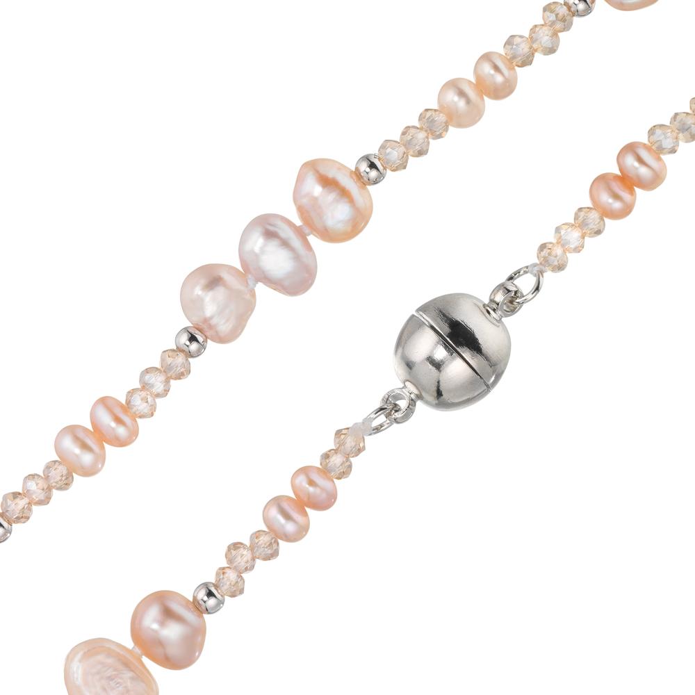 Collier Edelstahl Kristall rosa Süsswasserzuchtperlen rosa 45 cm