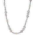 Collier Edelstahl Kristall silbern Süsswasserzuchtperlen silbern 46 cm